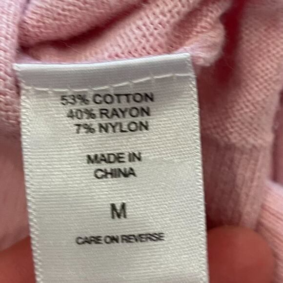 NY & Co Pale/Blush Pink Crew Neck Bling/Jeweled Button Down Cardigan, Size M - Picture 5 of 9